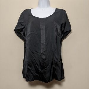 Brooks Brothers Black Short Sleeve Silk Top M